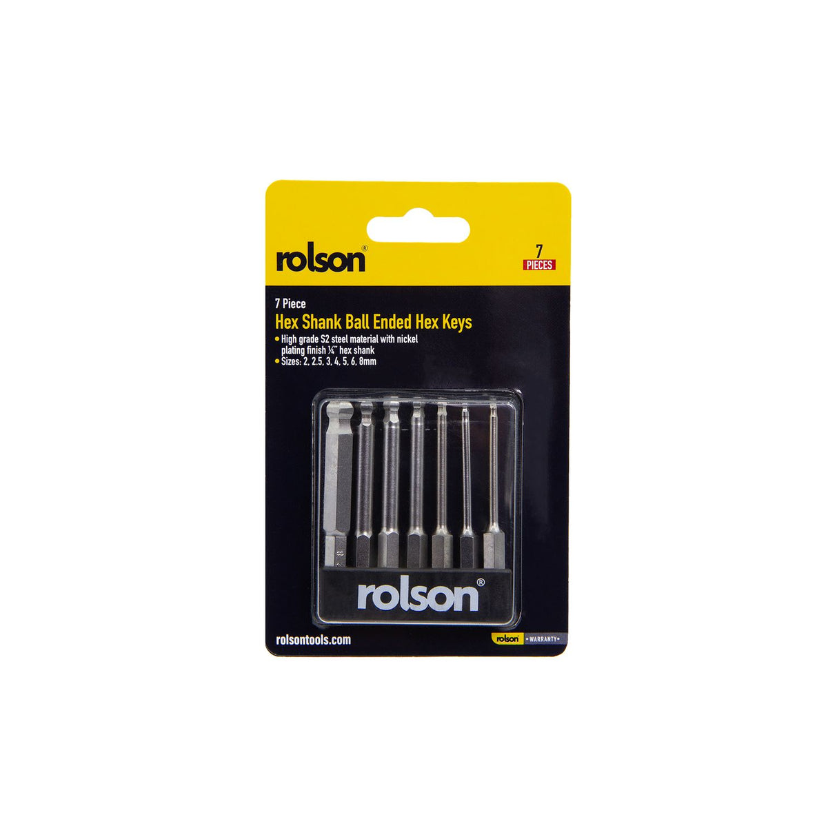 7 Piece 1/4" Hex Shank Ball Ended Hex Keys