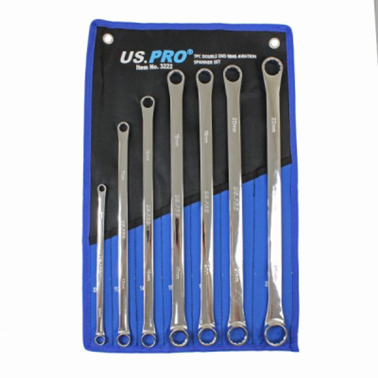7 Piece Aviation Double Ended Ring Extra Long Spanner Set 8 - 24mm 3222