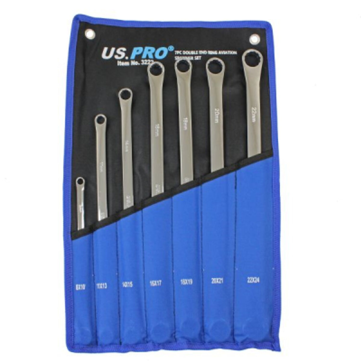 7 Piece Aviation Double Ended Ring Extra Long Spanner Set 8 - 24mm 3222