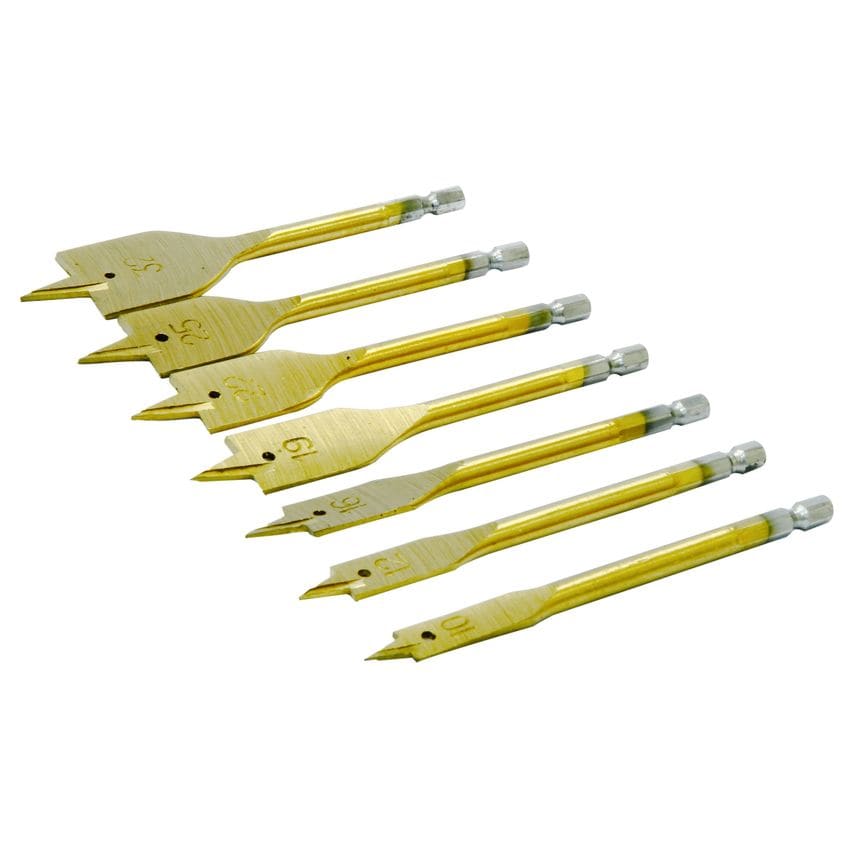 7pc Flat Wood Drill Bit Set
