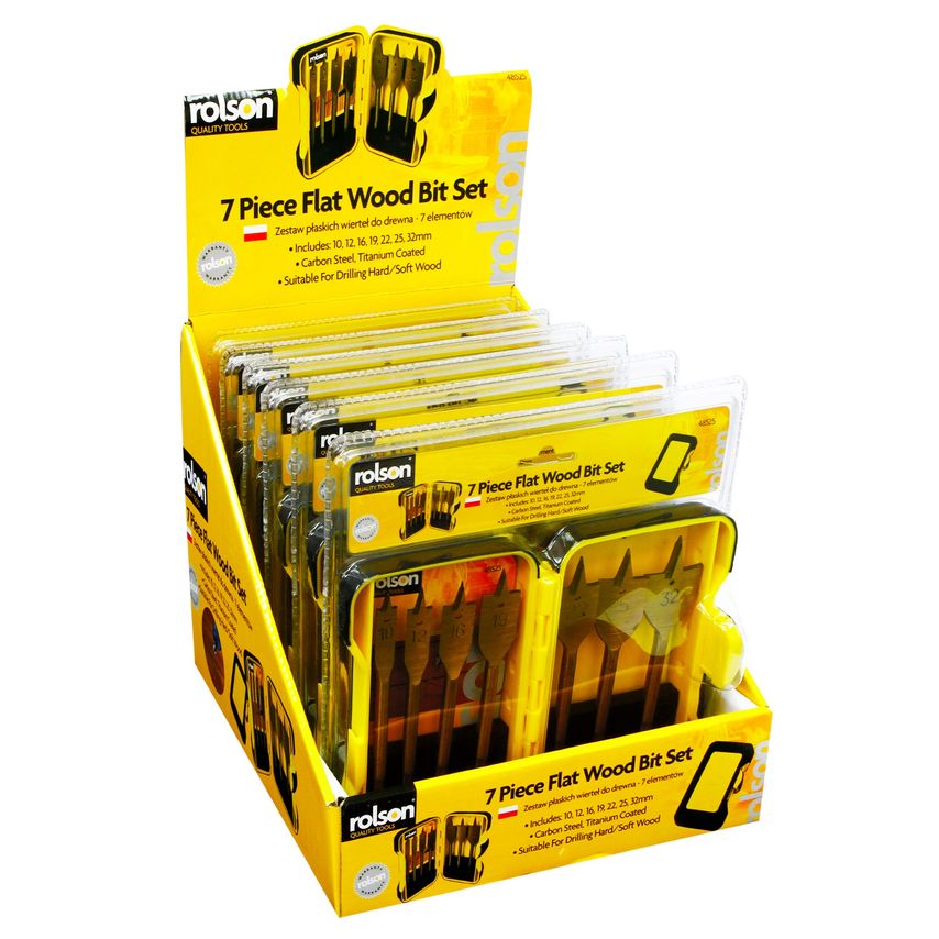 7pc Flat Wood Drill Bit Set