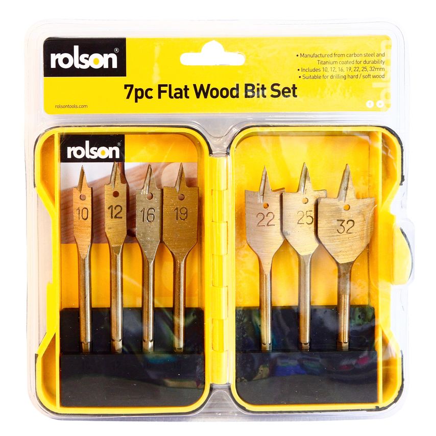 7pc Flat Wood Drill Bit Set