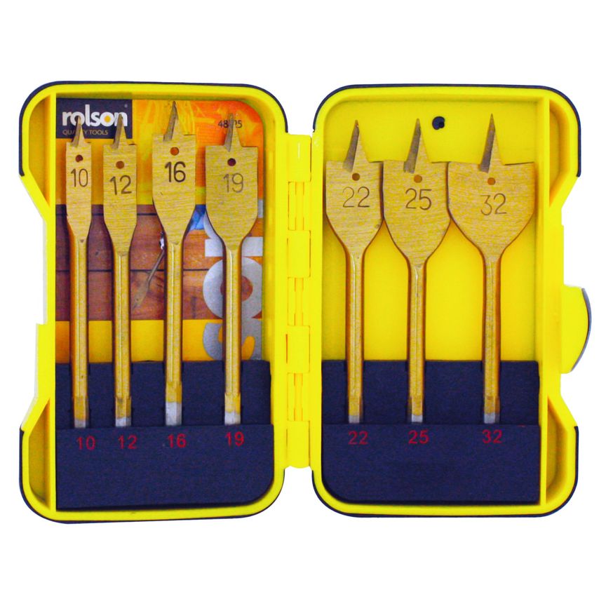 7pc Flat Wood Drill Bit Set