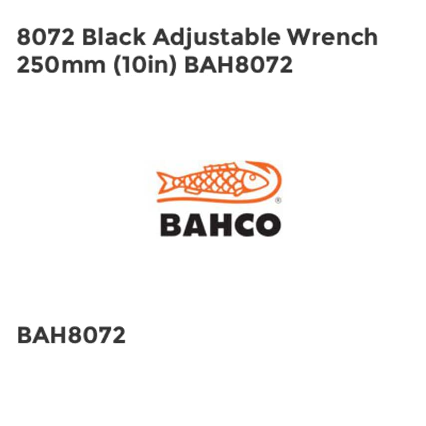 8072 Black Adjustable Wrench 250mm (10in) BAH8072