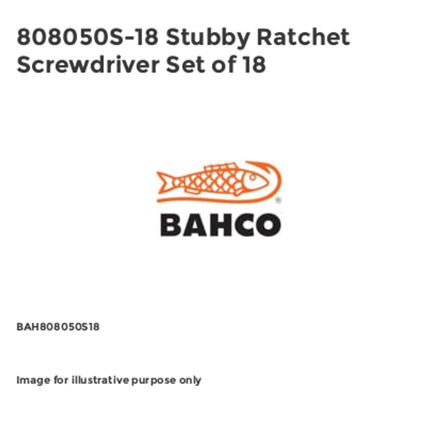 808050S-18 Stubby Ratchet Screwdriver Set of 18