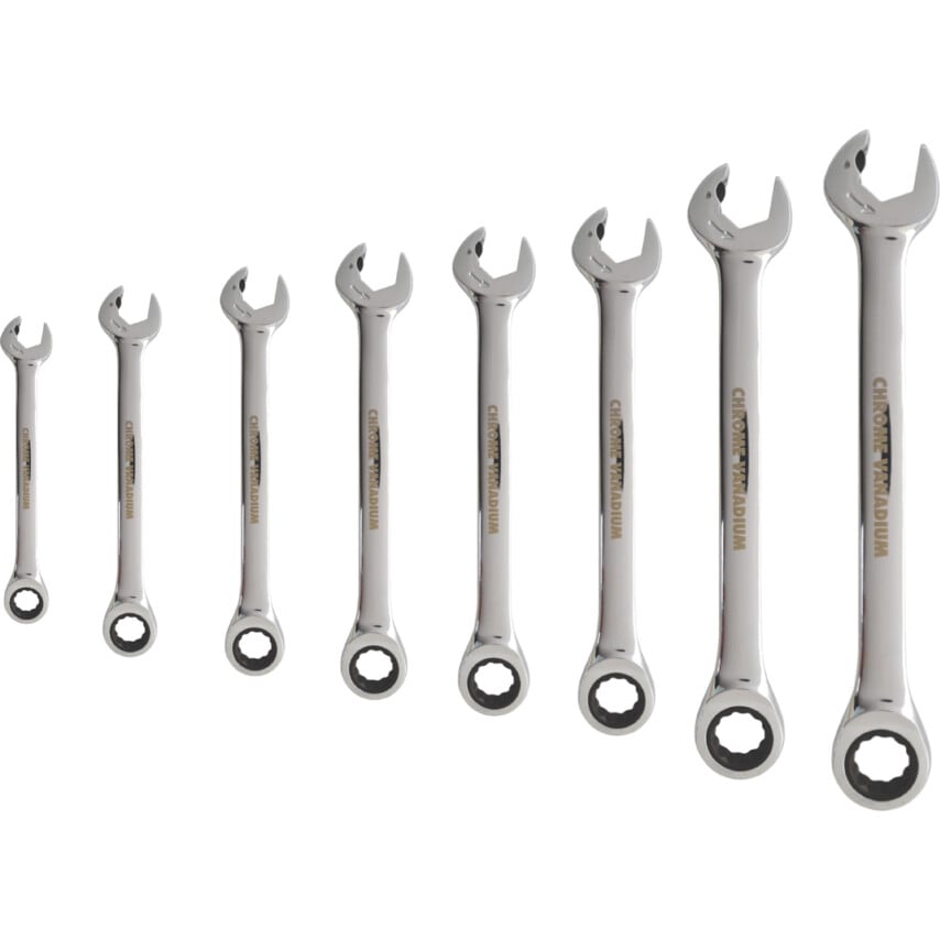 8-19mm Double Ratchet Combination Spanner Set, 8 Piece