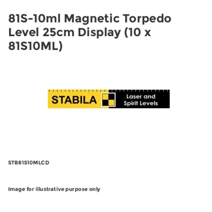 81S-10ml Magnetic Torpedo Level 25cm Display (10 x 81S10ML)