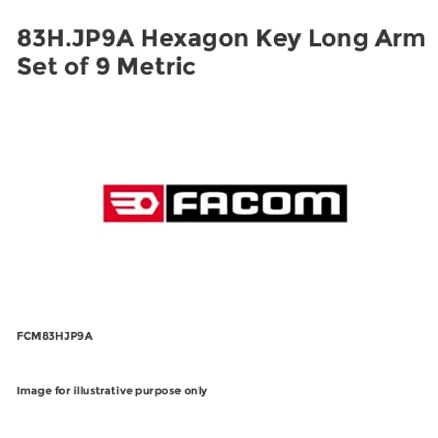 83H.JP9A Hexagon Key Long Arm Set of 9 Metric