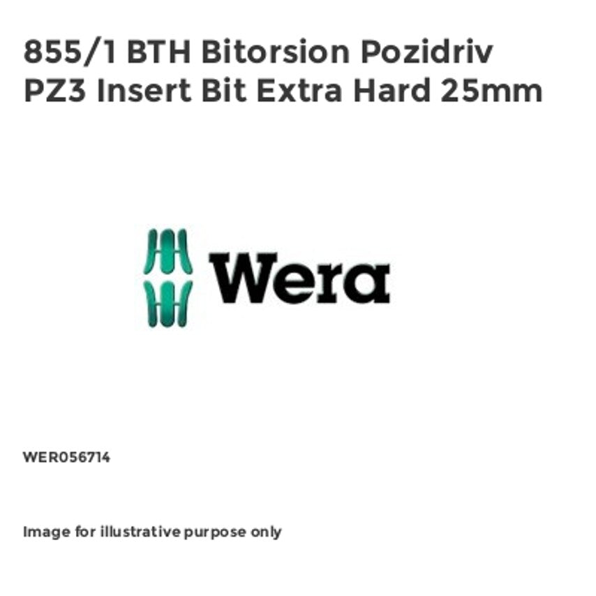 855/1 BTH Bitorsion Pozidriv PZ3 Insert Bit Extra Hard 25mm