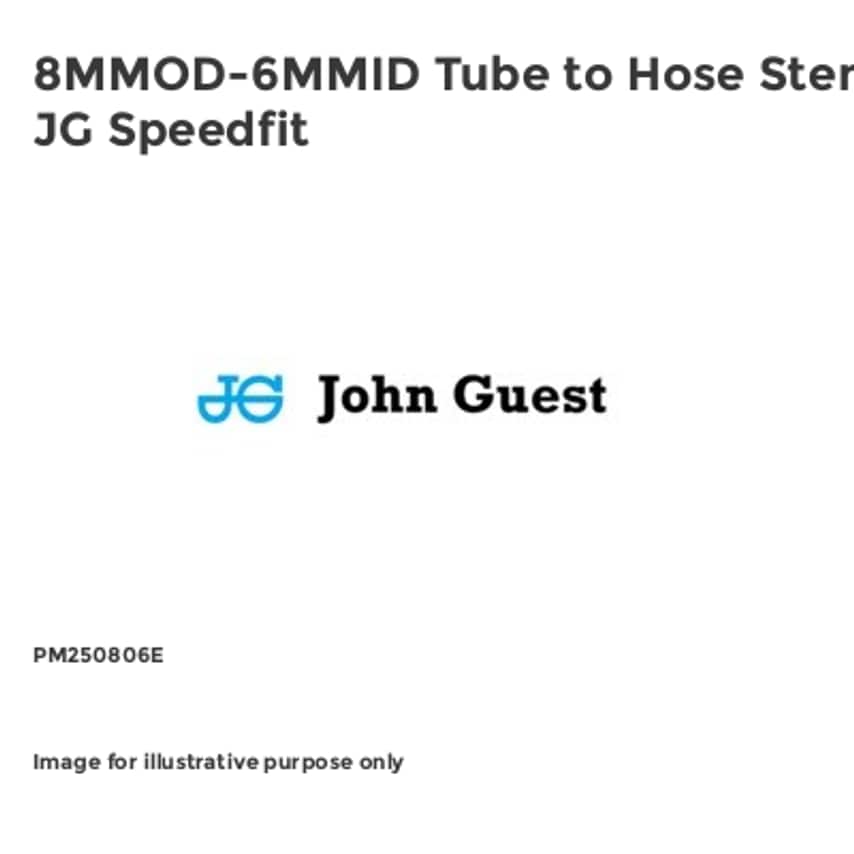 8MMOD-6MMID Tube to Hose Stem JG Speedfit PM250806E