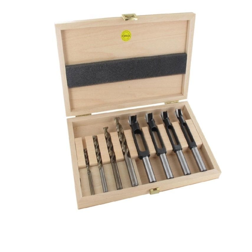 8PCS Plug Cutter with HSS-G Bit Set 6, 8, 10, 12mm, in Wooden Case, 1629308