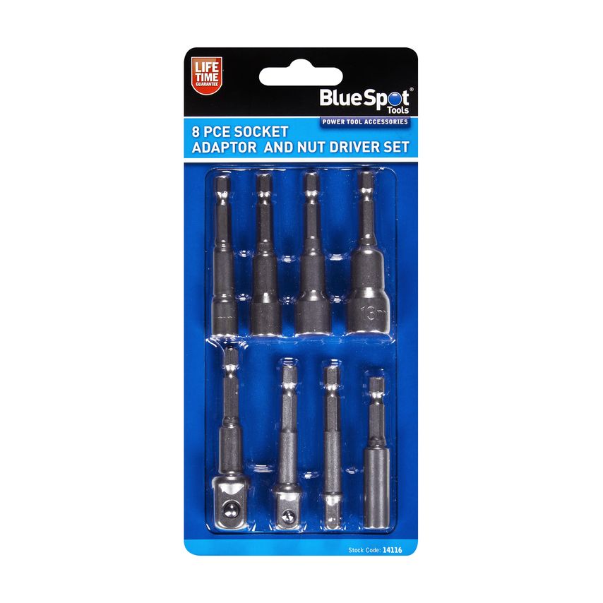 8 Pce Socket Adapter and Nut Driver Set