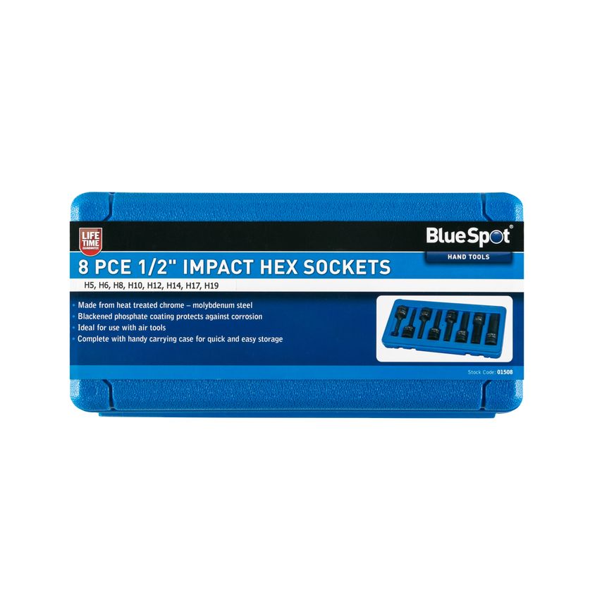 8 Piece 1/2" Impact Hex Sockets (H5-H19)