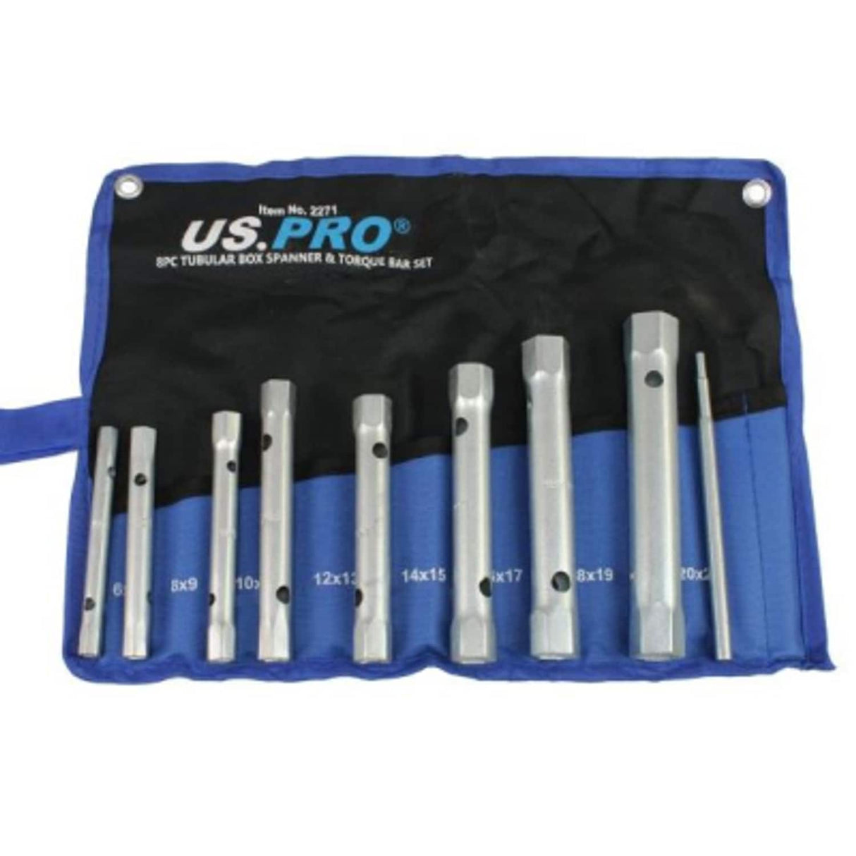 8 Piece Tubular Box Spanner and Torque Bar Set