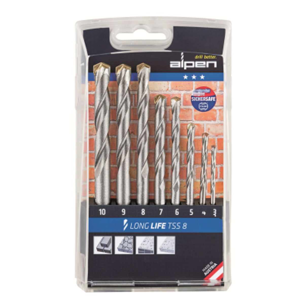 8 Piece Tungsten Carbide Masonry Drill Bit Set
