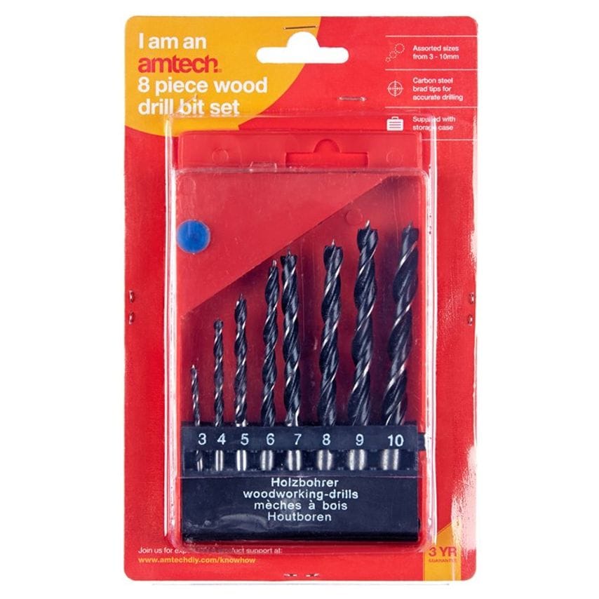 8 Piece Wood Drill Bit Set