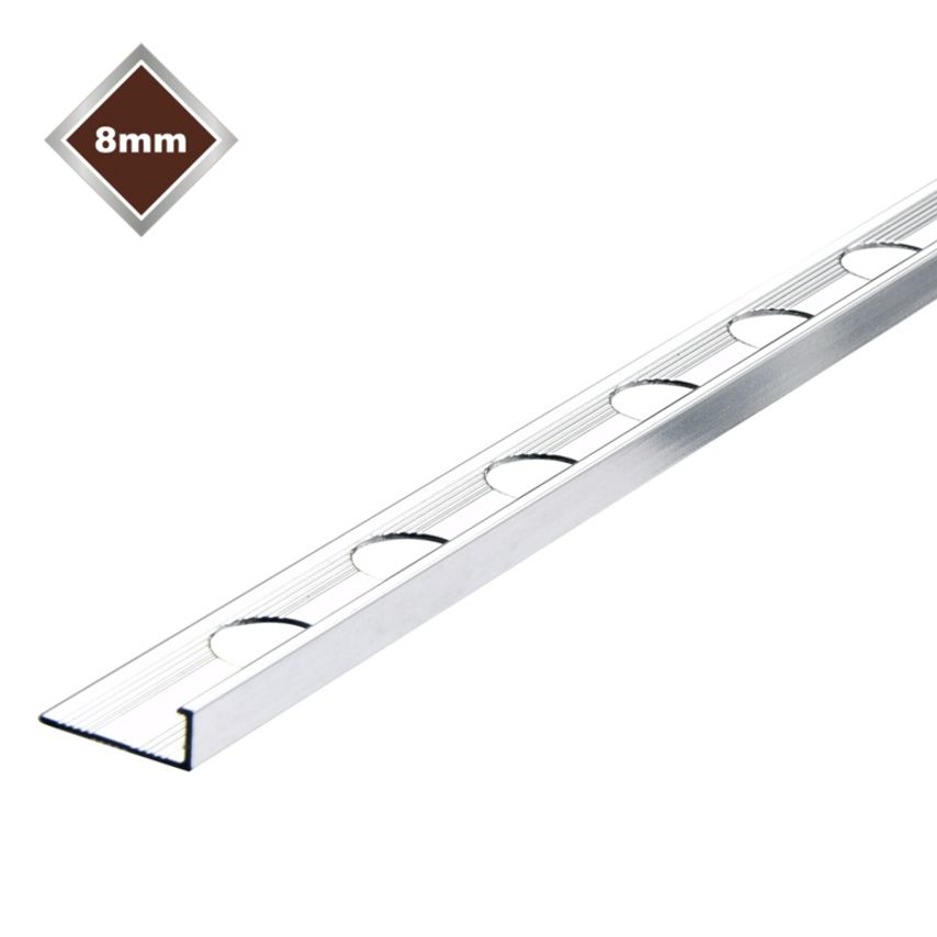 8mm L Profile Metal Tile Trim Chrome 8mm x 2.4m