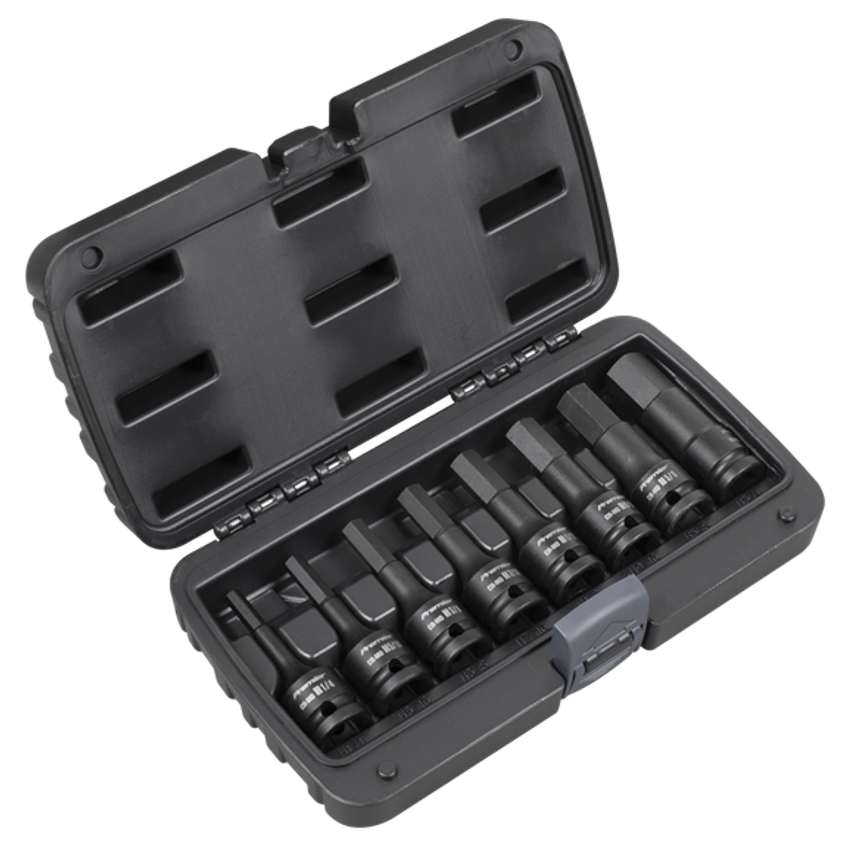8pc 1/2"Sq Drive Hex Impact Socket Bit Set - Imperial