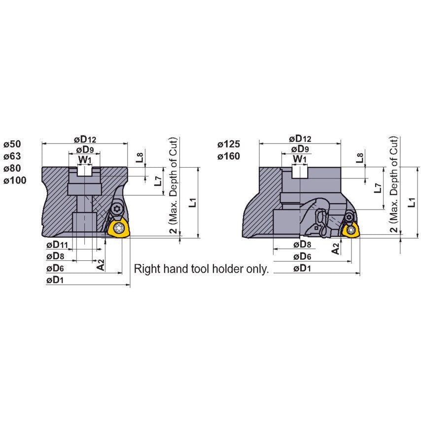90018549 Ajx Indexable Face Mill Arbor Type