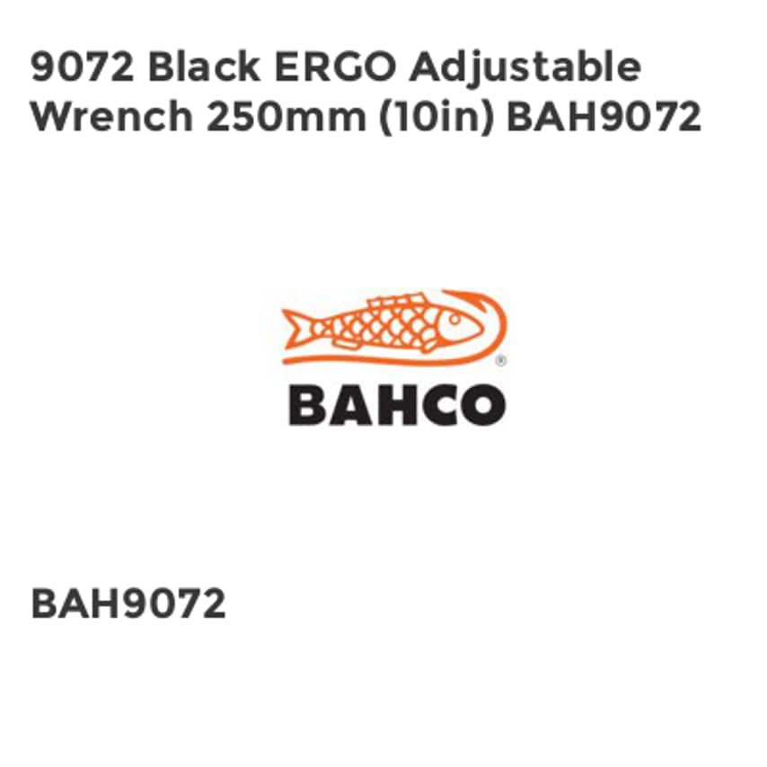 9072 Black ERGO Adjustable Wrench 250mm (10in) BAH9072