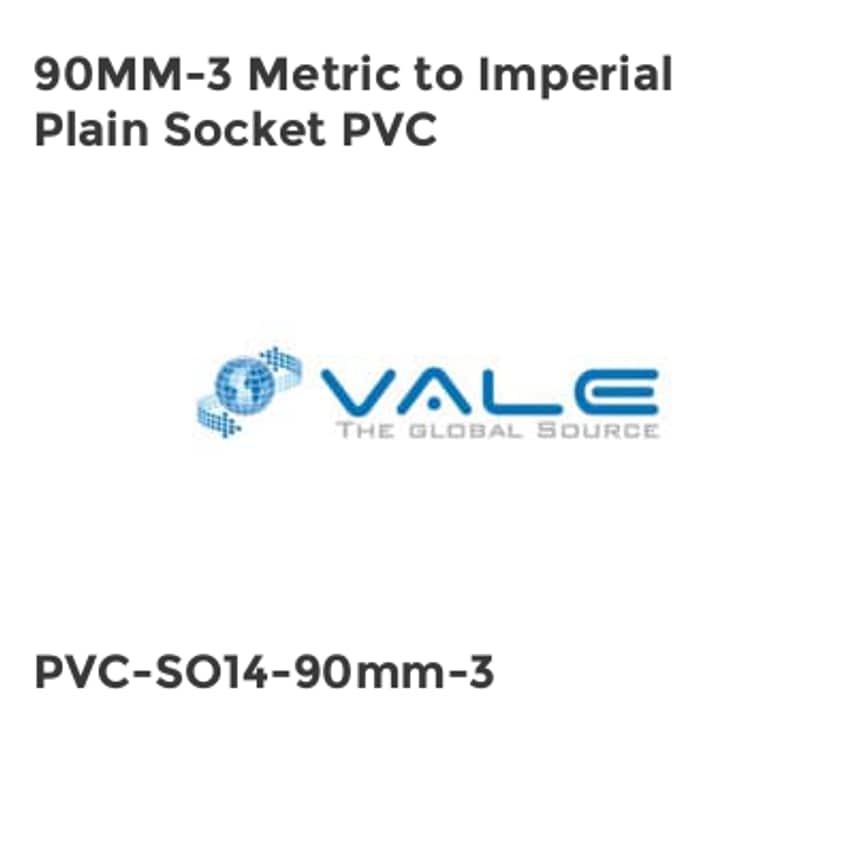 90MM-3 Metric to Imperial Plain Socket PVC