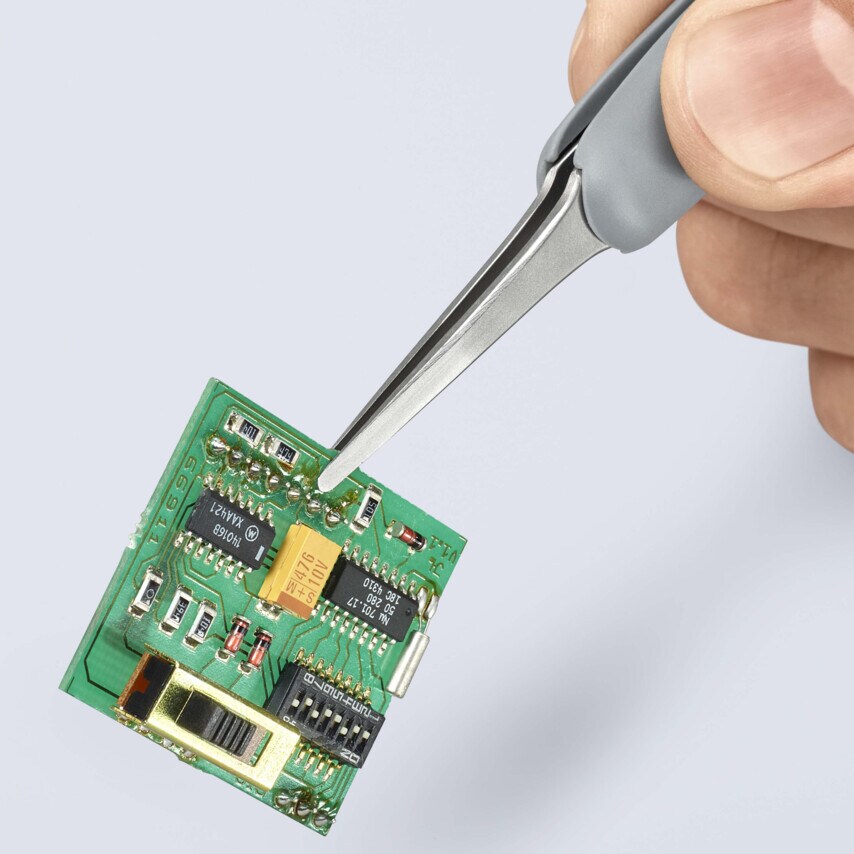 92 21 11 ESD Precision Tweezers Rubber Handles ESD 123 mm