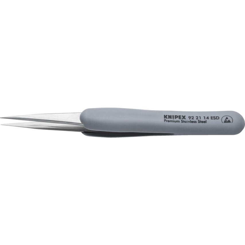 92 21 14 ESD Precision Tweezers Rubber Handles ESD 130 mm