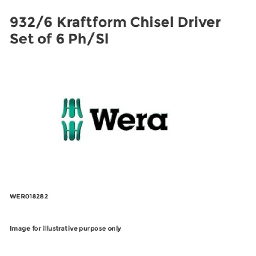 932/6 Kraftform Chisel Driver Set of 6 Ph/Sl WER018282