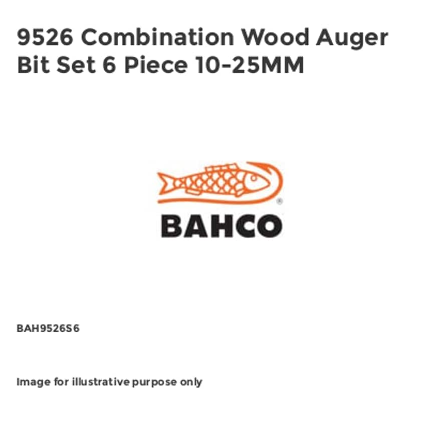 9526 Combination Wood Auger Bit Set 6 Piece 10-25MM BAH9526S6