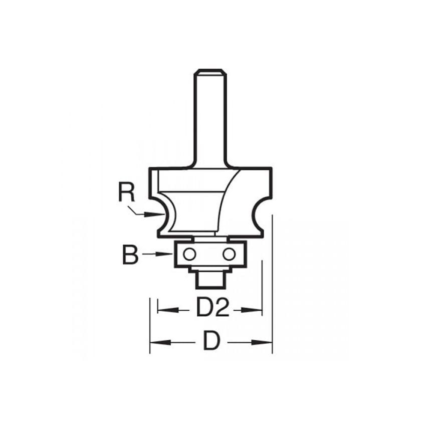 9/72 x 1/4 TCT Bearing Guided Corner Bead Cutter 4.8 Radius TRE97214TC