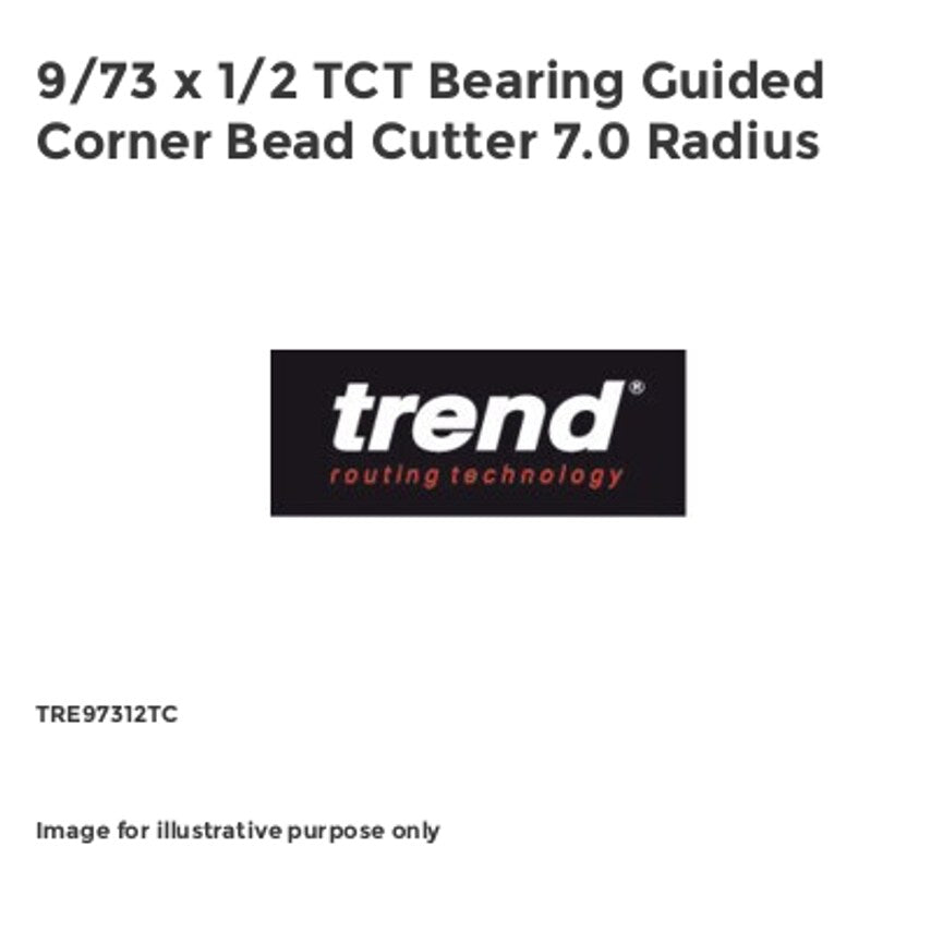 9/73 x 1/2 TCT Bearing Guided Corner Bead Cutter 7.0 Radius TRE97312TC