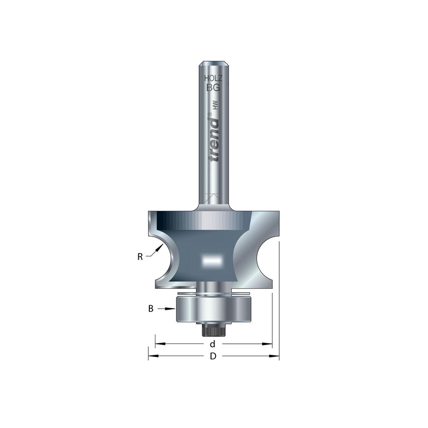 9/73 x 1/2 TCT Bearing Guided Corner Bead Cutter 7.0 Radius TRE97312TC