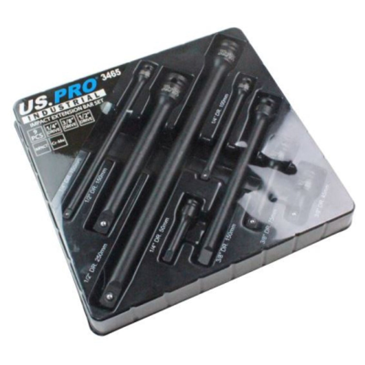 9 Piece Impact Extension Bar Set 1/4in 3/8in 1/2in