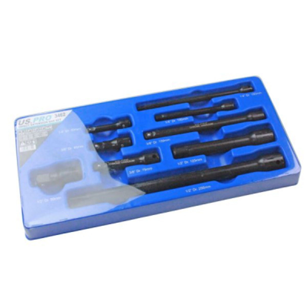 9 Piece Impact Extension Bar Set 1/4in - 3/8in - 1/2in