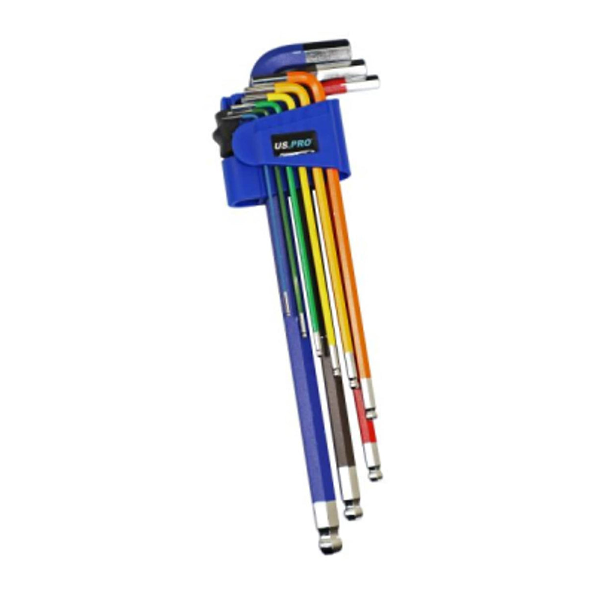 9 Piece Multi-colour Extra Long Metric Ball End Hex Key Set