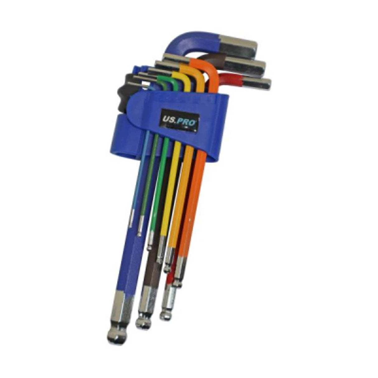 9 Piece Multicoloured Metric Long Ball End Hex Key Set