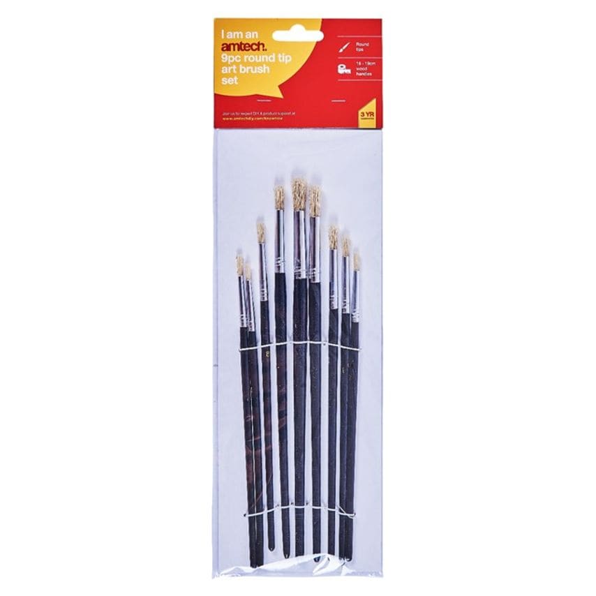 9 Piece Round Tip Art Brush Set