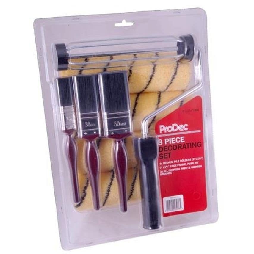 9" X 1.75" 8Pc Brush, Roller & Frame Set