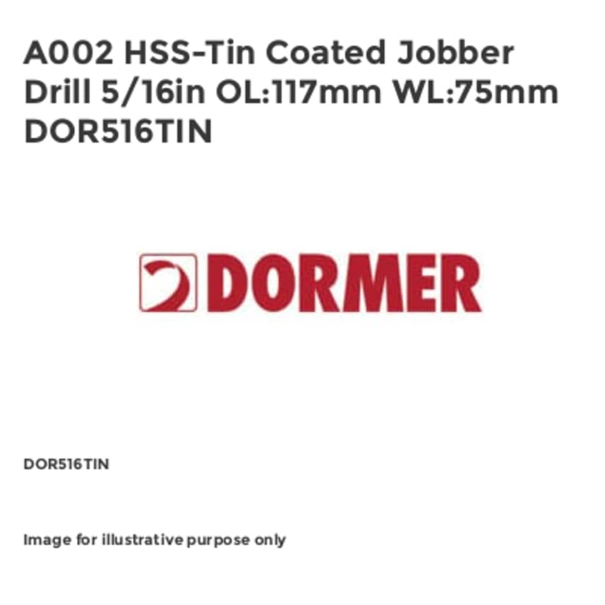 A002 HSS-Tin Coated Jobber Drill 5/16in OL:117mm WL:75mm DOR516TIN