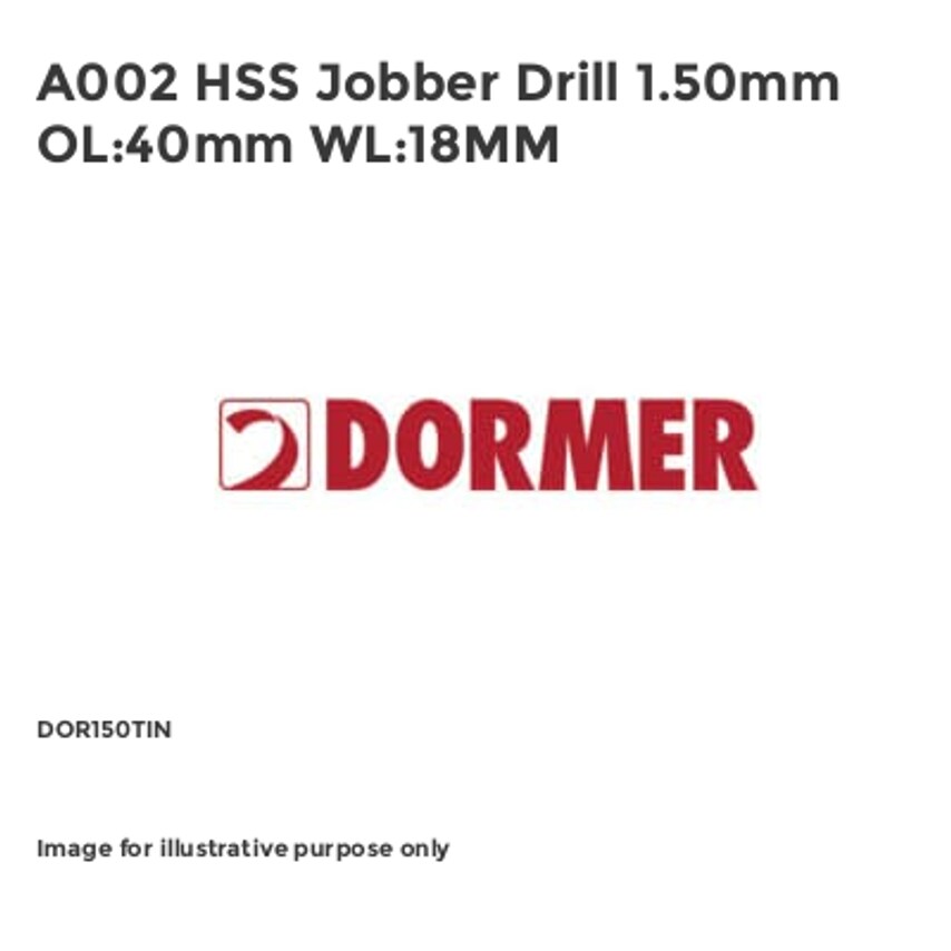 A002 HSS Jobber Drill 1.50mm OL:40mm WL:18MM