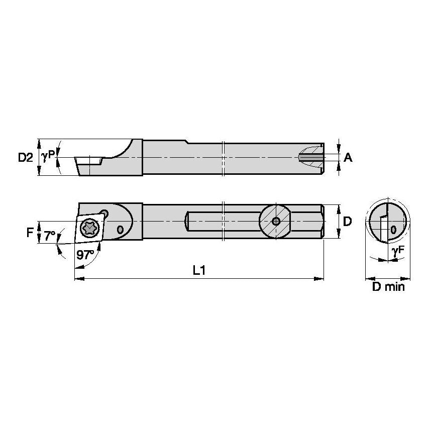 A03XSC7DR12 S Clamping Boring Bar D0.19 L2