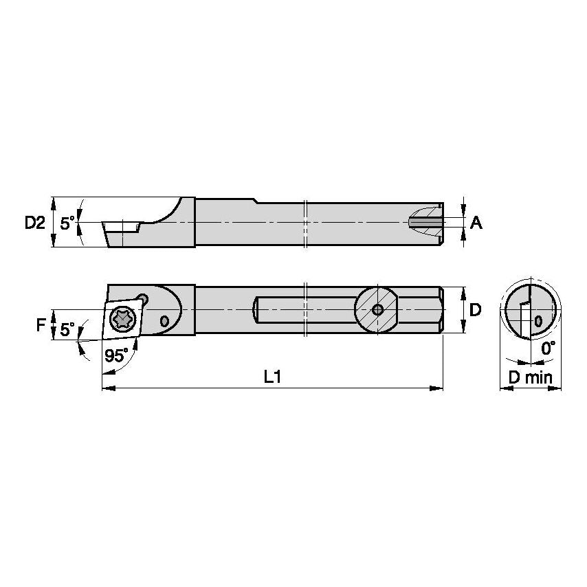 A05XSCLDRS4 S Clamping Boring Bar D5, 0MM L