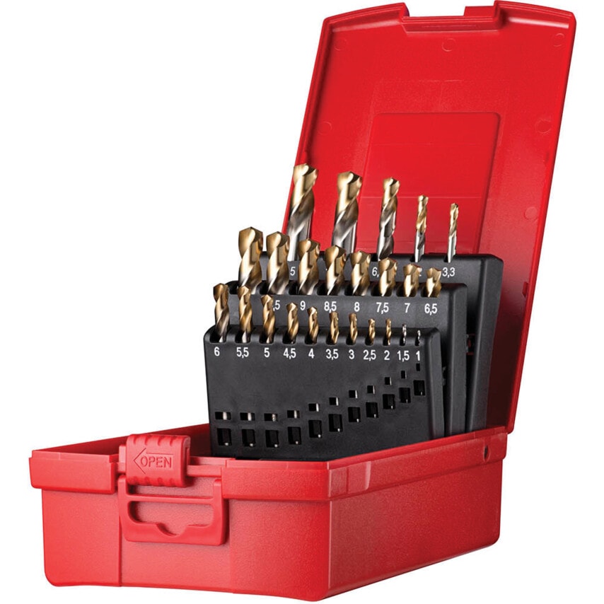 A088 Set A022 HSS-Tin Stub Drills (24 Piece) DIN/ANSI