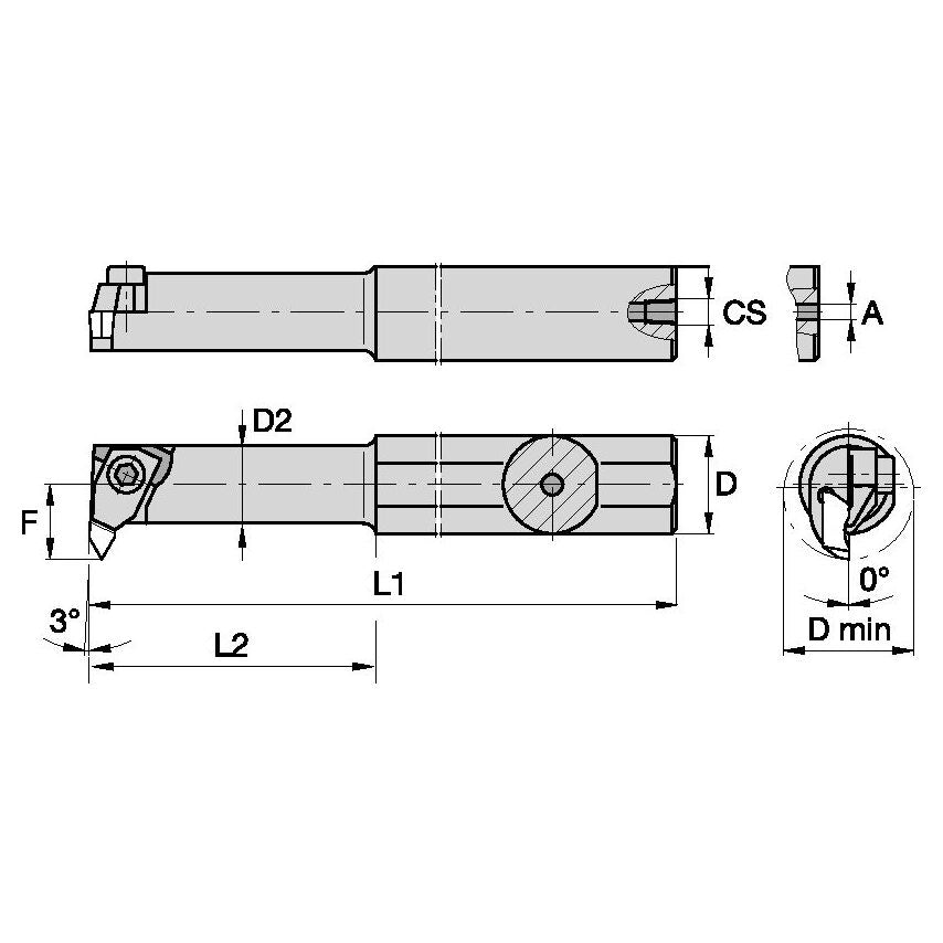A08NER1 Top Notch Boring Bar D0.50 L8.