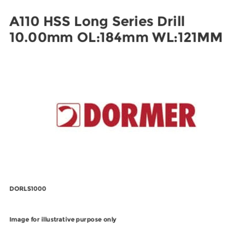 A110 HSS Long Series Drill 10.00mm OL:184mm WL:121MM