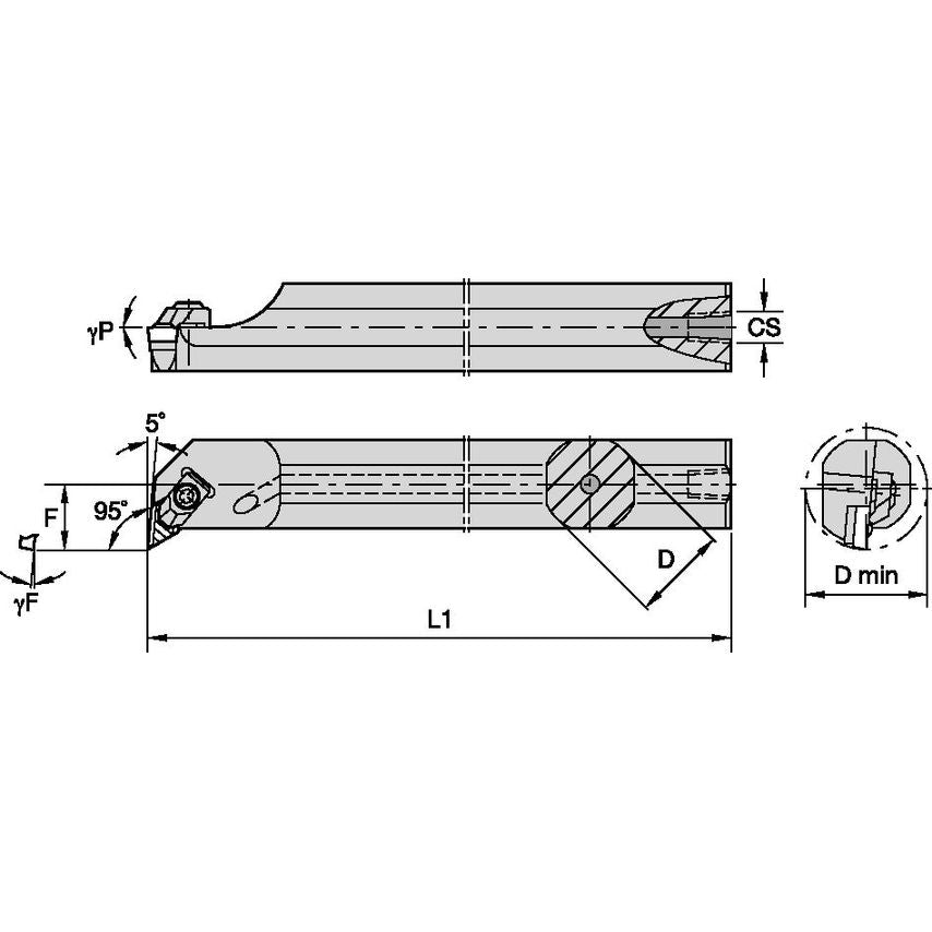 A12MNKLCL11 Top Notch Boring Bar D16, 0MM L