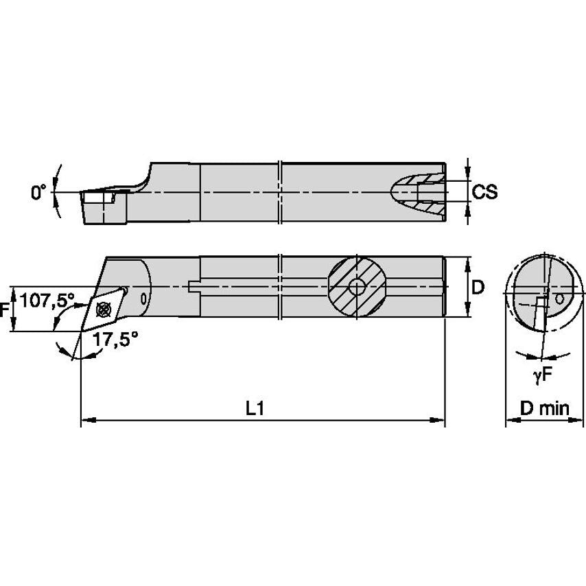A12MSDQCR07 S Clamping Boring Bar D12, 0MM