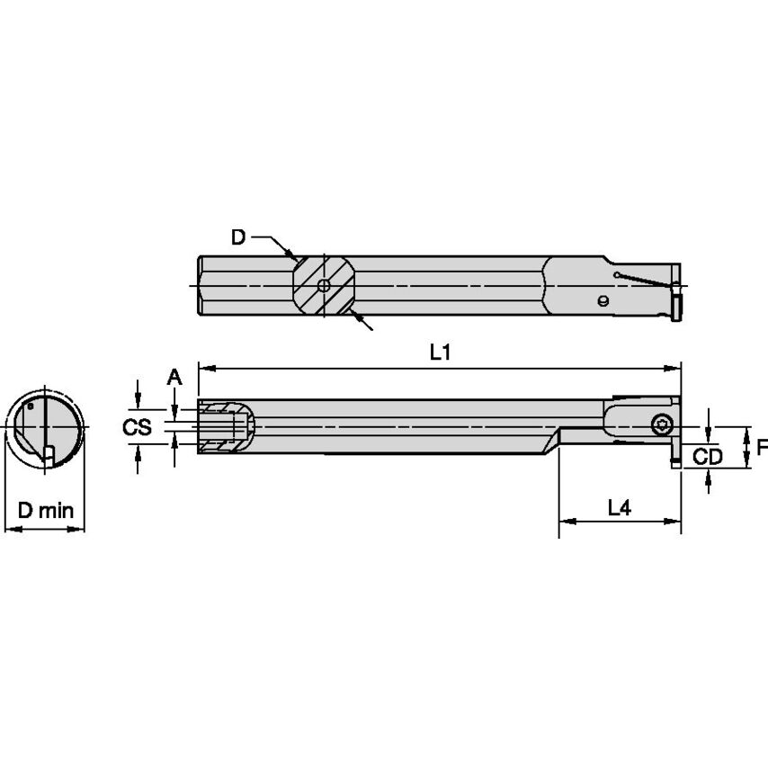 A12QEVEML1F07I Evolution Boring Bar D19, 1MM L
