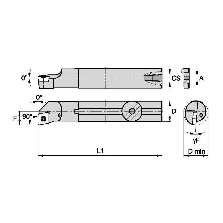 A12SSCFCR3 S Clamping Boring Bar D0.75 L1