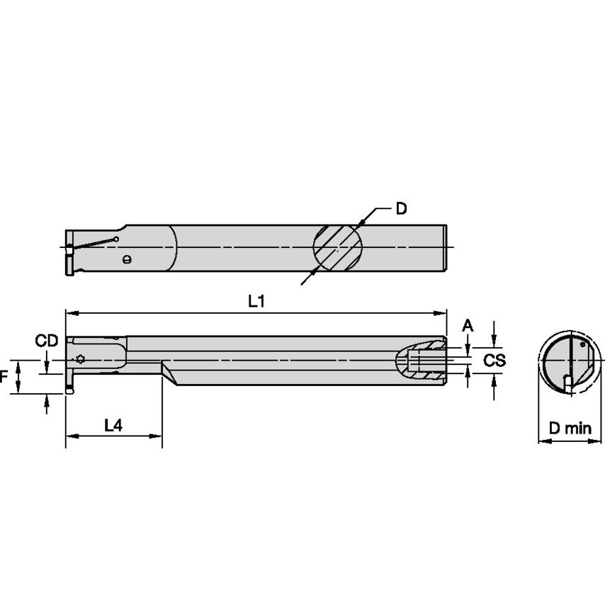 A16MEVEMR1F07M Evolution Boring Bar D16, 0MM L